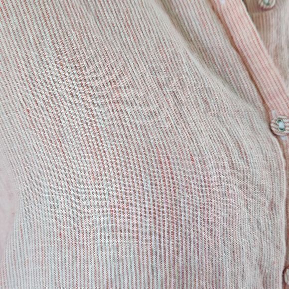 Chico's Striped Linen 3/4 Sleeve‎ Button Down with Button Up Cuffs Sz 2 - Picture 6 of 16
